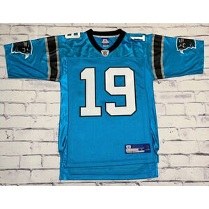 Keyshawn Johnson Jersey Men's Small Blue Carolina Panthers NFL Football Reebok